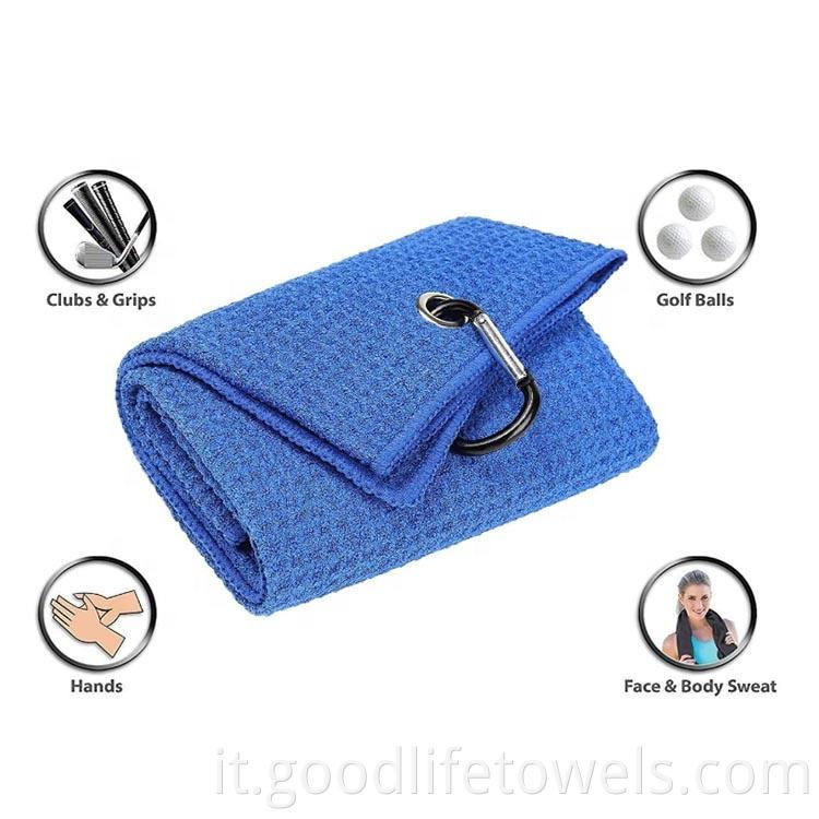 Tri Fold Microfiber Waffle Golf Towel